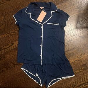 Eberjey Frida TENCEL™ Modal Shortie Short PJ Set - Navy/Ivory - XS